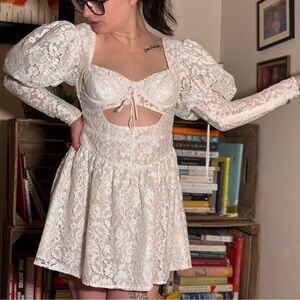 For Love and Lemons White Lace Mini Dress